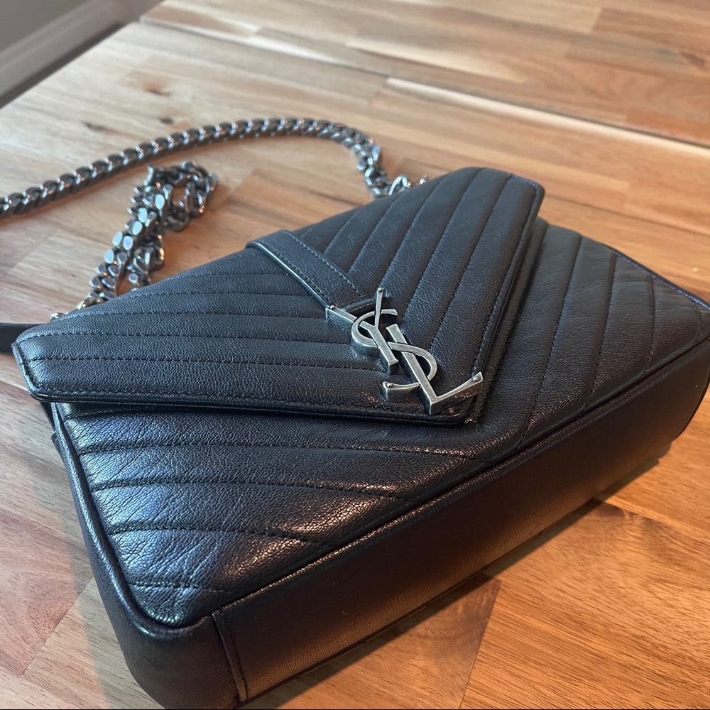 YSL College medium quilted textured-leather bag